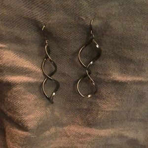 Dark Metal Spiral Earrings 2.25” long